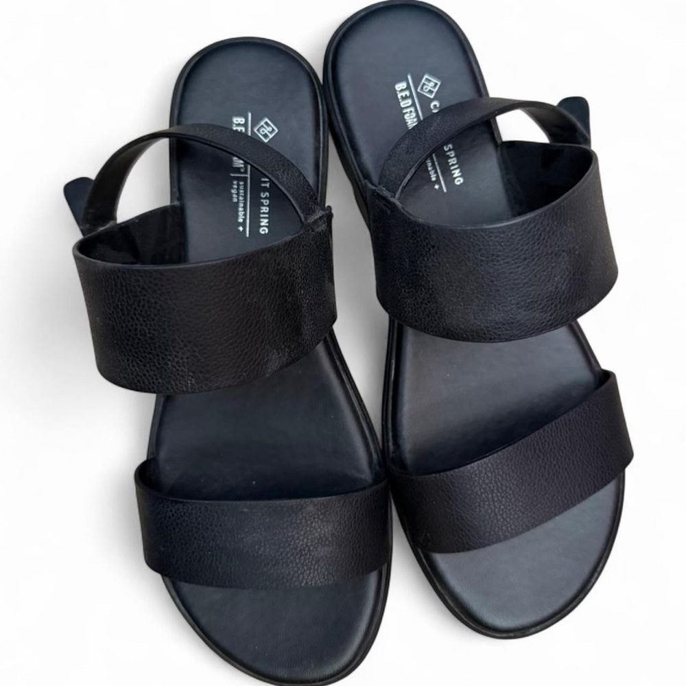 Black Leather Platform Sandals - Picture 4 of 4